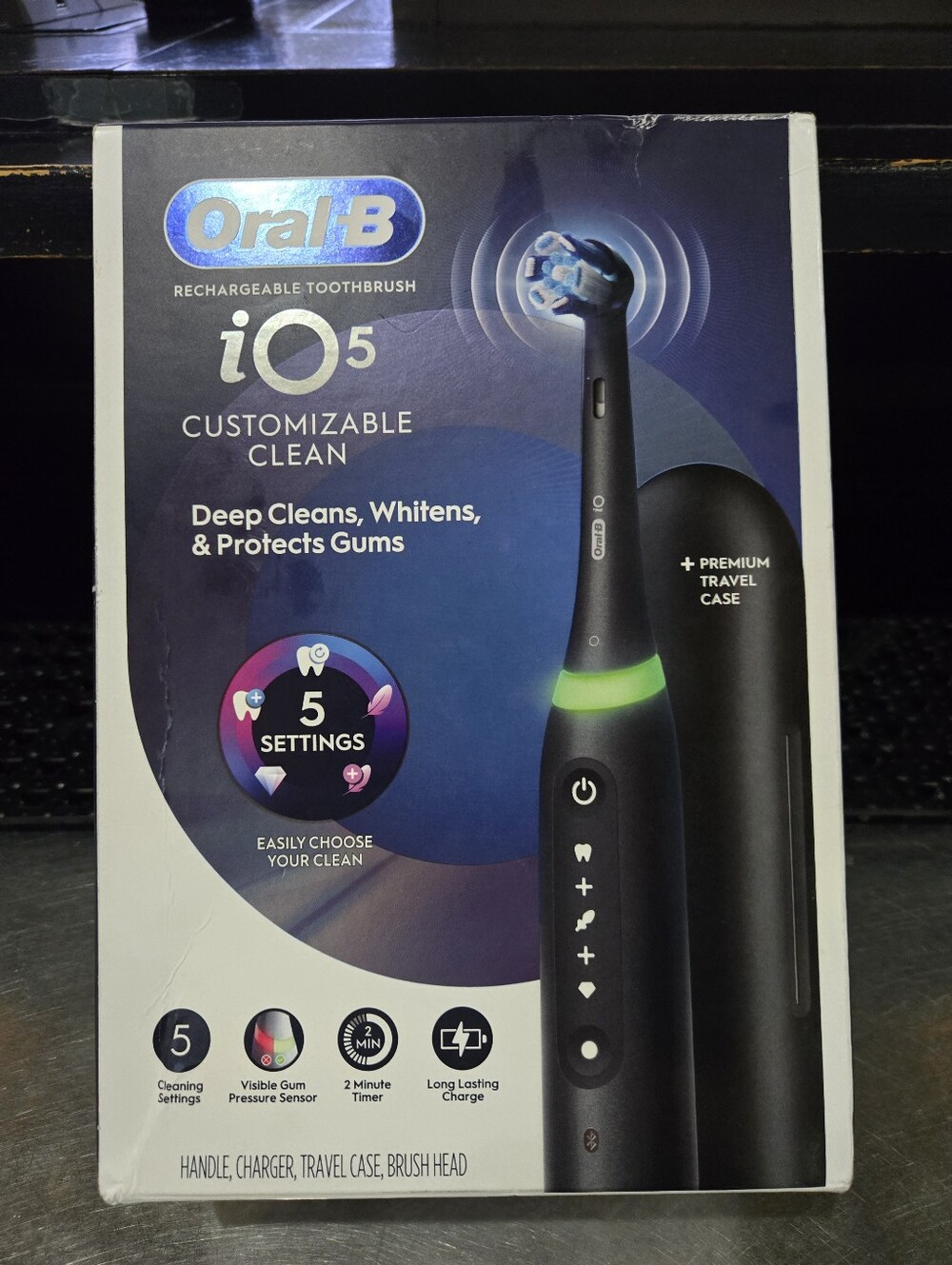 Oral-B iO5 Black Rechargeable Electric Toothbrush - Customizable Clean